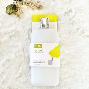 New with tags Rouge 16oz Plastic Flask. BYOB. Plastic w/aluminum shot glass cup